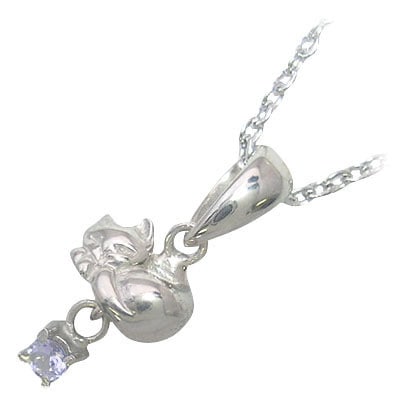 幸せを招く猫モチーフ ( 12月誕生石 ) シルバー タンザナイトペンダントネックレス楽ギフ_包装