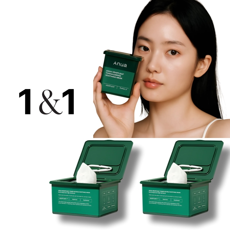 [1+1]ドクダミ ダブルスージング マスクパック 30枚入＋30枚入（合計60枚） / 鎮静・保湿・毛穴ケア / 韓国コスメ