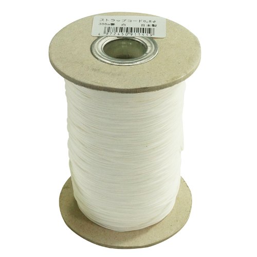 金天馬 工業用大巻 ストラップコード 0.8mm 300mボビン巻 kw91141 白
