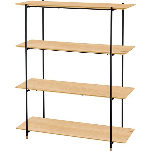 本棚/ブックシェルフ 4段 オーク 幅108cm奥行41cm高さ131cm スチール リビング ダイニング 寝室 組立品