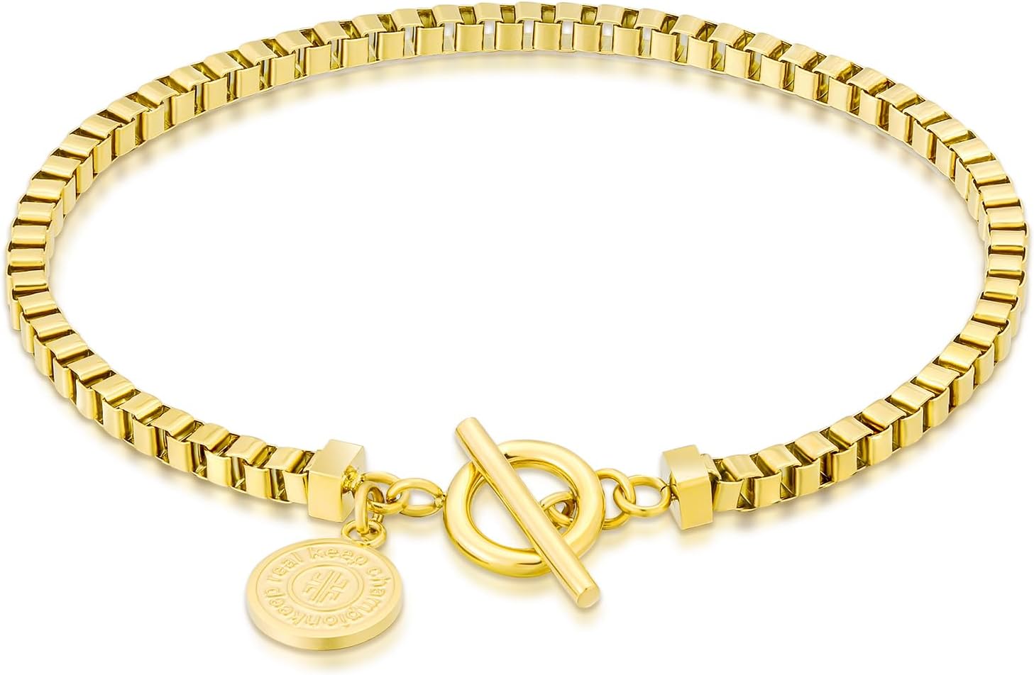 ベネチアンチェーンブレスレット幅3mmサージカルステンレス製金属アレルギー対応K14金メッキ男女兼用