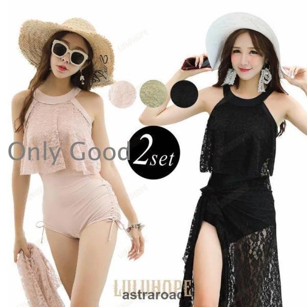 レディース 50代 ワンピース ハイネック 水着 モノキニ オフショルダー 40代 20代 30代 2点セット 体型カバー 大判パレオ付き