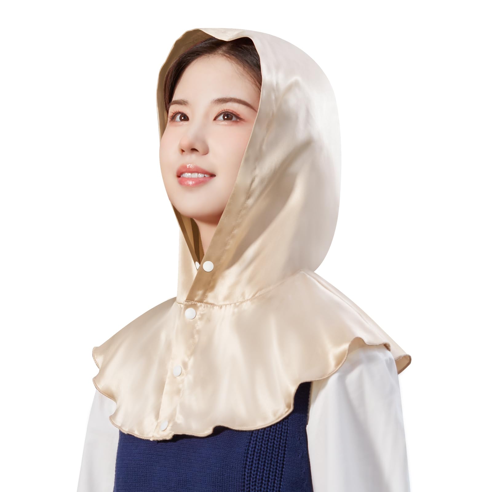 [Utukky] シルク ナイトキャップ シルクキャップ 保湿 冷感 帽子型 フードデザイン 朝まで脱落なし シルク100% ヘアキャップ ショートヘア ロングヘア用 ナイトフーディ ネックウォーマー