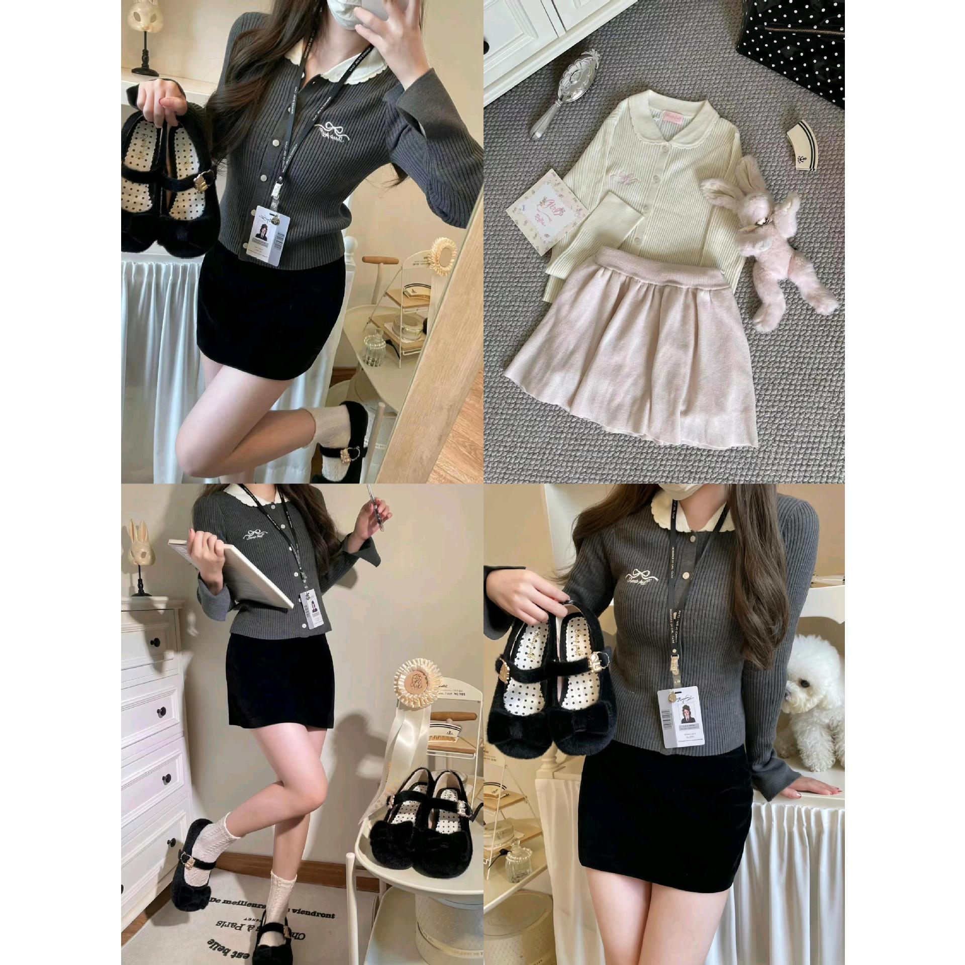 【急速出荷】ウールカーディガンセーターウールジャケットニットセータードール服を含む＝襟付きスリムボトムシャツ