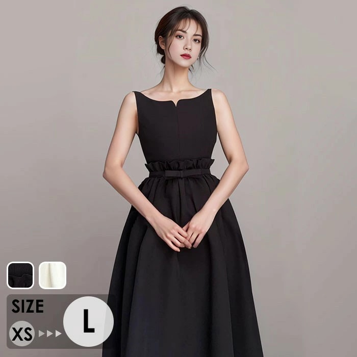 【早い者勝ちタイムセール】ドレス 大人 ワンピース ノースリーブ 黒 ピアノ 発表会 小柄 ミモレ丈 小さいサイズ 演奏会 結婚式 母親 演奏会ドレス 大人 レディース ミモレ丈ドレス 披露宴 ピアノ 10,332円