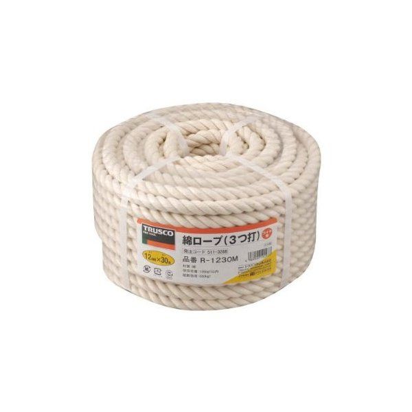 TRUSCO R-1230M 綿ロープ 3つ打 線径12mmX長さ30m メーカー直送