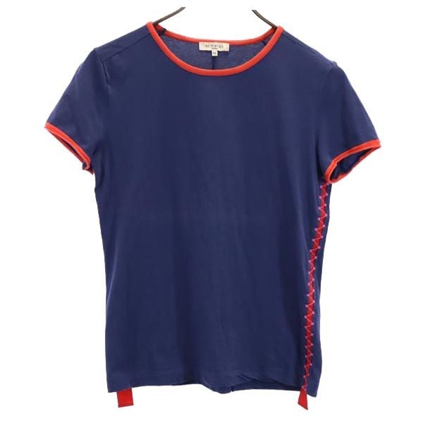 イタリア製 半袖 Tシャツ 44 紺系 サイドデザイン レディース