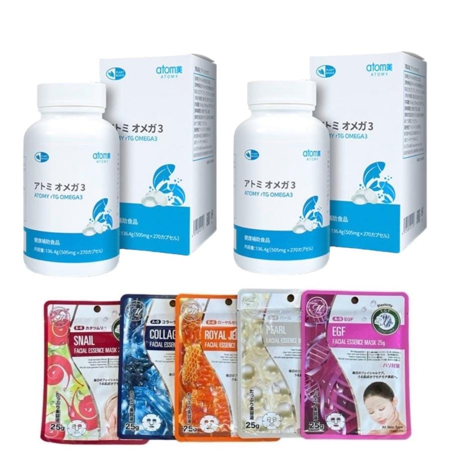 国内発送 2点セット オメガ3 EPA DHA 含有加工食品 270カプセル入り マスクシート付き za011-2