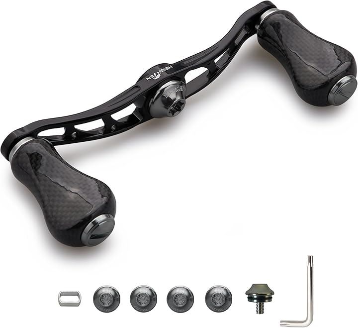 リール ハンドル カーボンノブ搭載 シマノ SHIMANO ダイワ DAIWA アブ Abu 通用 ベイトリール Arch(90mmハンドル - 20mmノブ - ガンメタル)