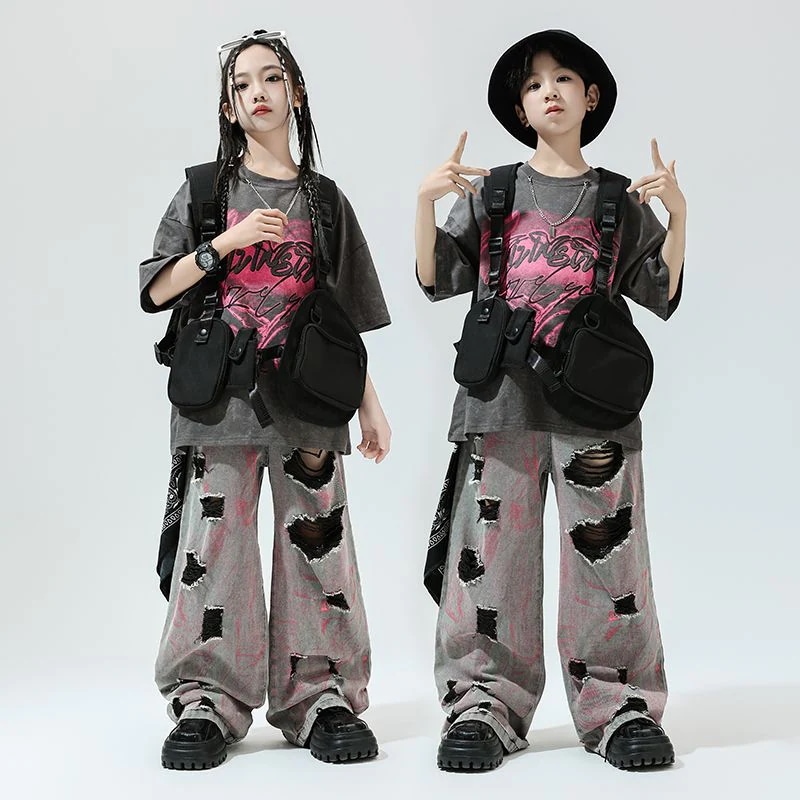 子供の街のダンスのファッション服hiphopの子供のファッションのクールなヒップホップのゆったりしたショーのスーツの男女の子供のジャズダンスの衣装