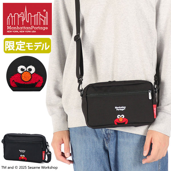 日本正規品 ショルダーバッグ メンズ レディース 斜めがけバッグ A5 刺繍 黒 撥水 SESAME ST JOGGER (L) JPN VER 2 500D CORDURA MP1404L2SST