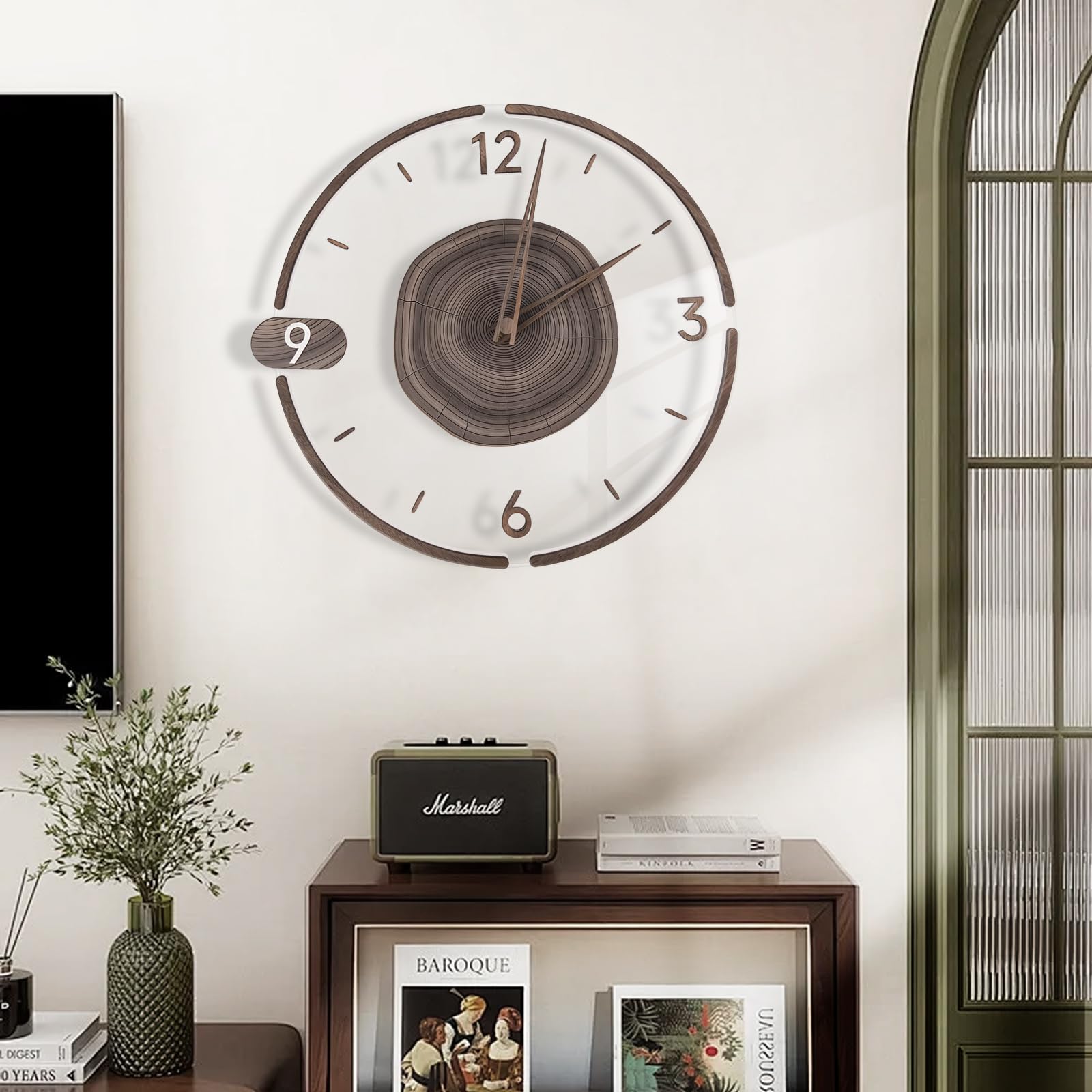 時計 壁掛け時計 天然木製 おしゃれ 北欧モダン 薄型 3D立体アラビア数字 円形 連続秒針 電池長持ち 静音仕様 リビング 寝室 居間 子供部屋 書斎 インテリアクロック お祭り 贈り物 (直径30 4,497円