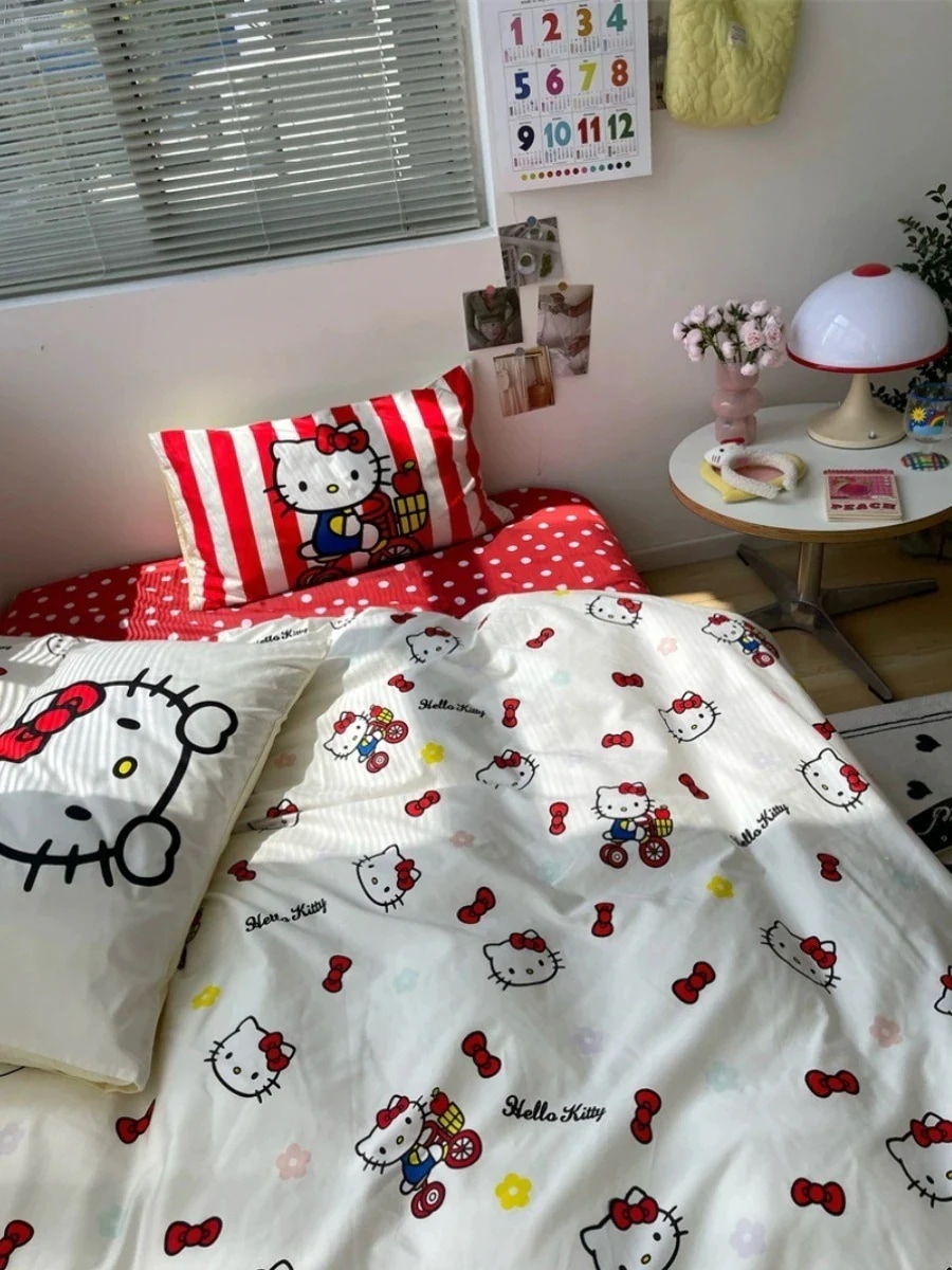 キティ スーパースイート ハローキティ 4点セット かわいい 40番手綿 4点セット 純綿 ベッドシーツ 掛け布団カバー