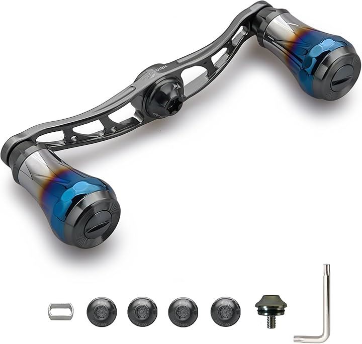 ベイト リール ハンドル 航空アルミ製 シマノ ダイワ アブガルシア 通用 ベイトリール Aurora 0031(V2.0 - 90mm - ダークグレー)