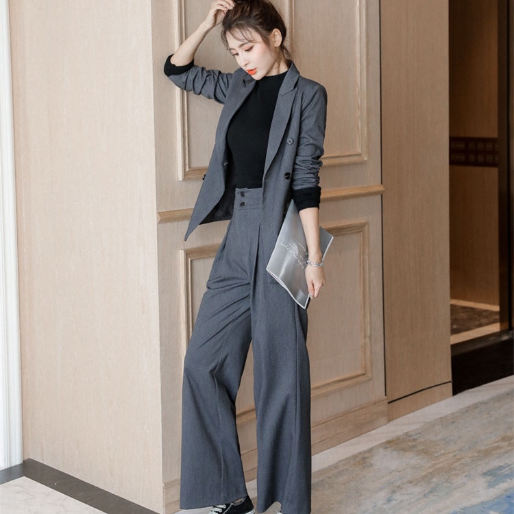 ビジネススーツ 卒業式 スーツ ワイドパンツ ゆったり おしゃれ 韓国風 入学式 ママスーツ 母 レディース パンツスーツ オフィス セットアップ