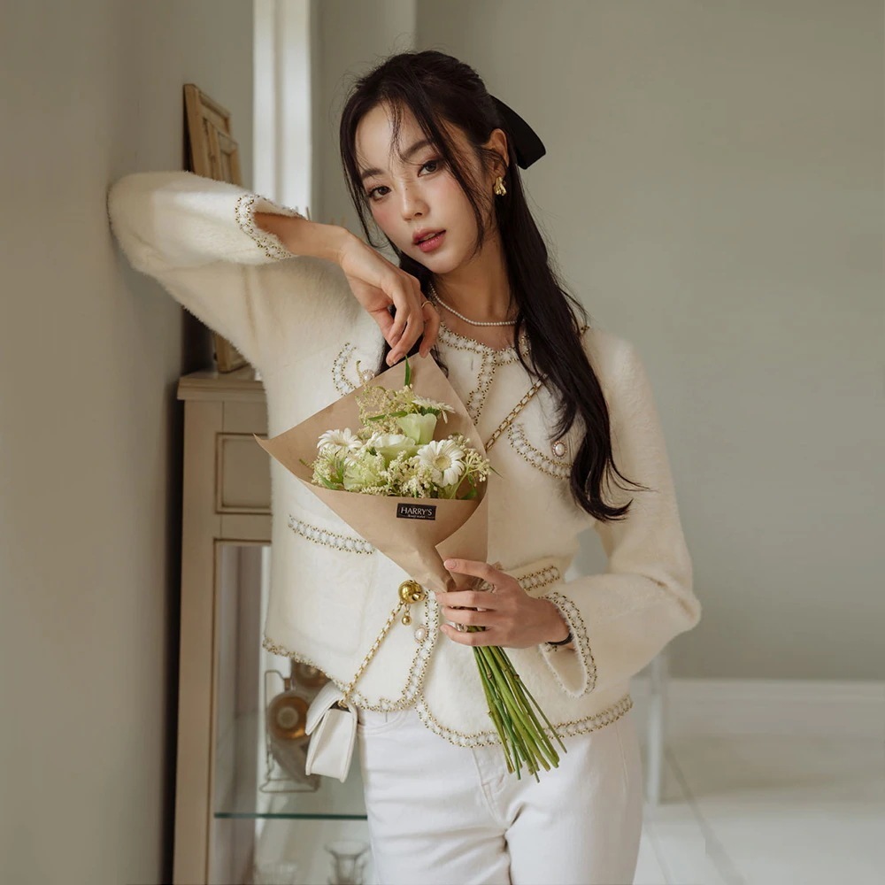 ゴールドチェーンシャギーカーディガン