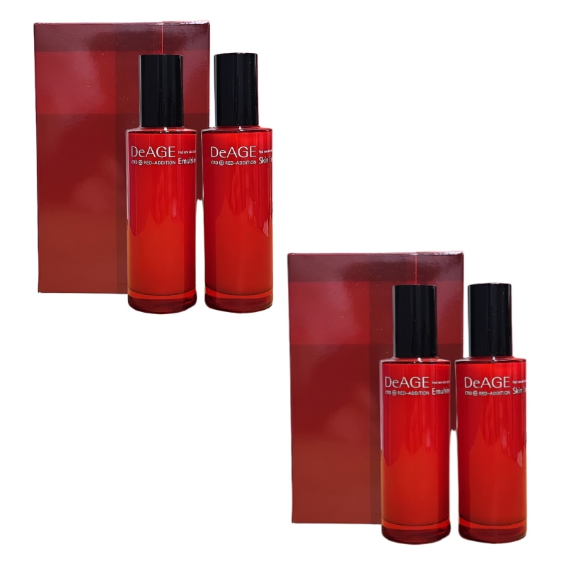 1+1! ディエイジ レッドエディション セット (計, トナー 100ml 2個＆ 乳液 100ml 2個) スキンケアセット エイジングケア 韓国スキンケアセット