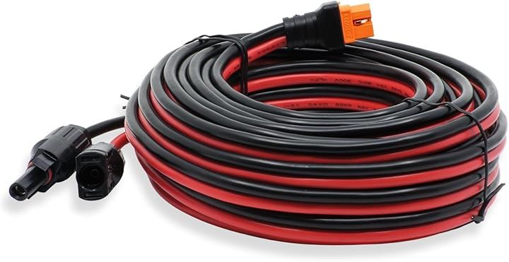 MC4 to XT60i 変換 充電 ケーブル 10AWG ソーラー 太陽光 パネル 発電機 接続 コネクタ(赤黒, 10m)