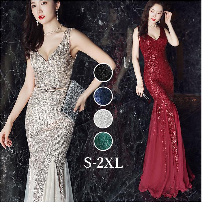 ワンピースイブニングドレス マーメイド 通販 ロングドレス パーティドレス ナイトドレス ドレス ロング丈 タイト 細身 レース スパンコール おしゃれ エレガント ワンピース