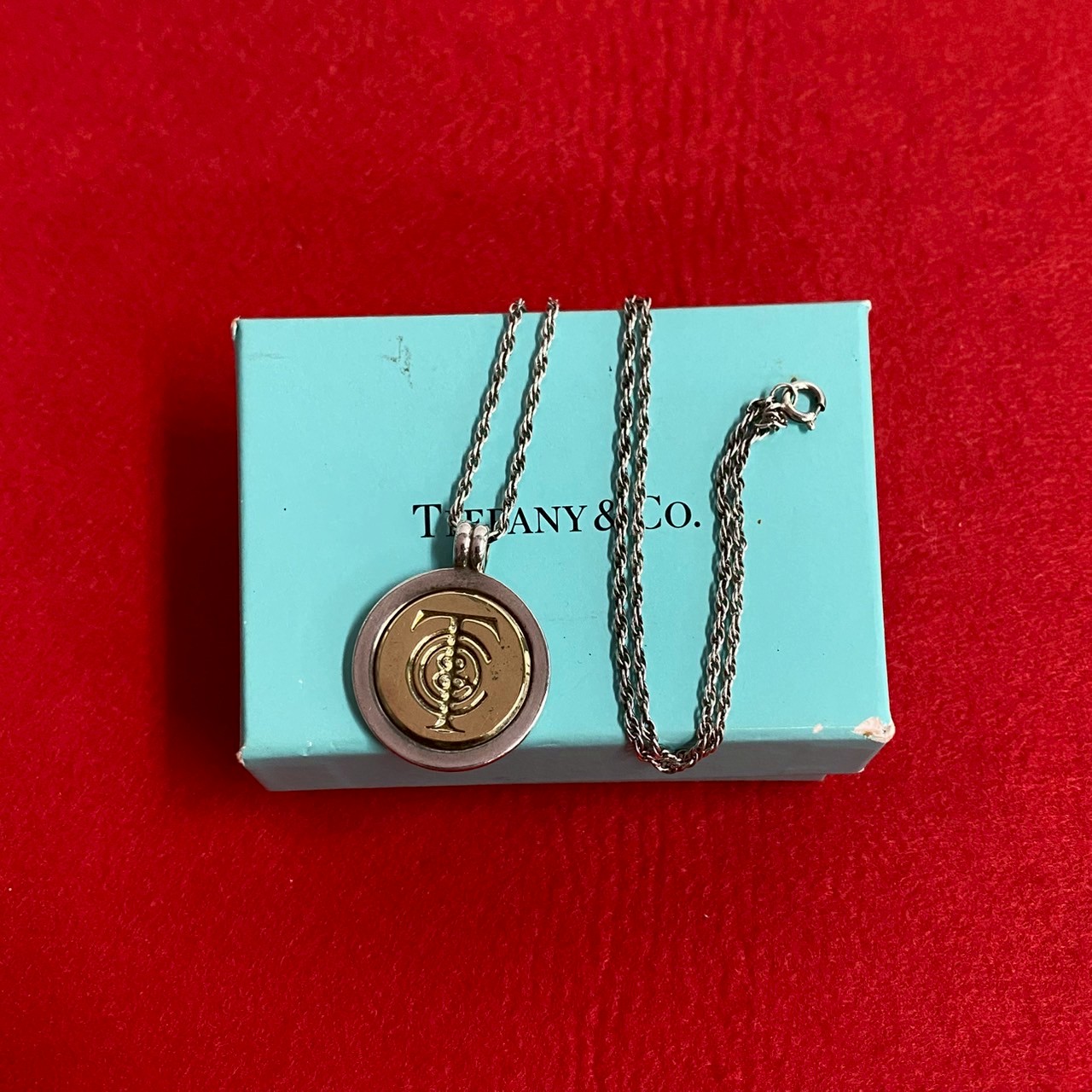 ヴィンテージ コイン モチーフネックレス シルバー925 K18ゴールド シルバー 28545