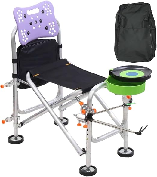 【軽量・多機能】釣り用椅子 折りたたみ式フィッシングチェア 4本脚 高さ調整可能 釣り台一体型 パラソル・竿対応 小物収納付属釣り用椅子 フィッシングチェア 釣り台 折りたたみ 4本足 各高さ調節可能