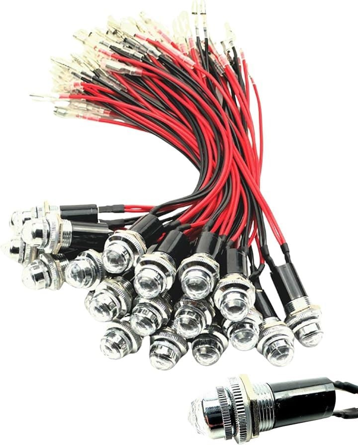 LEDパイロットランプ ダイヤカット LED埋め込み式 24V 16mm 16φ(ホワイト, 20個)