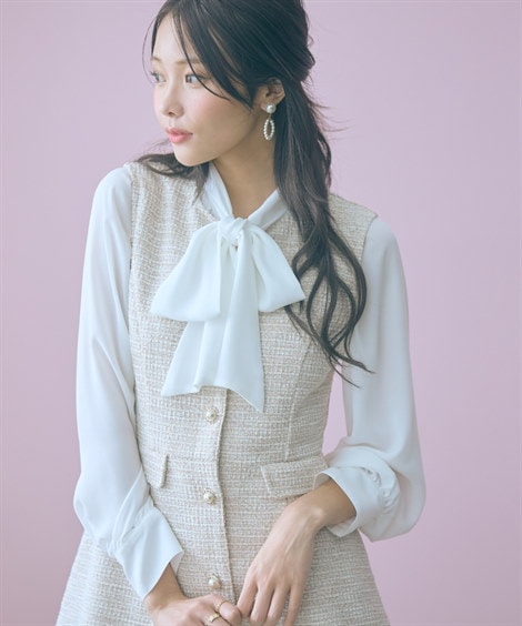 Qoo10 ニッセン ツイード調ジレチュニック チュニック [