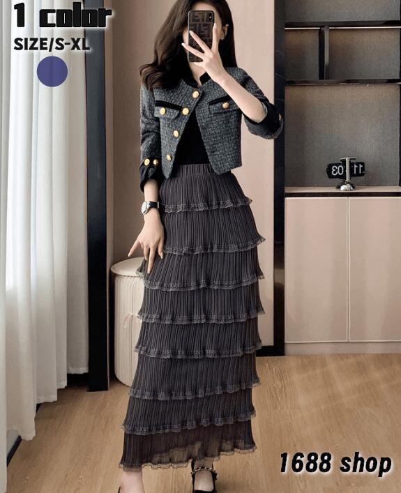 新発売!2025　上下セット セットアップ トップス+スカート　2点セット シャツ　ハイウエストスカート　花柄　ジャケット　長袖シャツ　タイトスカート　ひざ丈スカート パーティー お嬢様 OL 上品