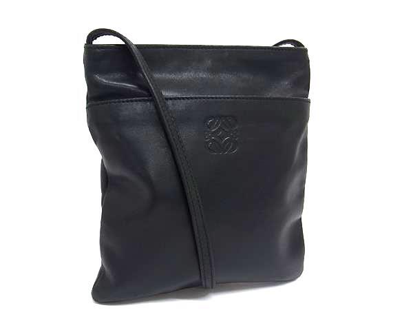 ロエベ ショルダーバッグ アナグラム レザー - ブラック ハンドバッグ ショッピングバッグ トートバッグ 鞄 ブランド 斜め掛け 肩掛け 上品 通勤通学 高級 ビジネス【本物保証】