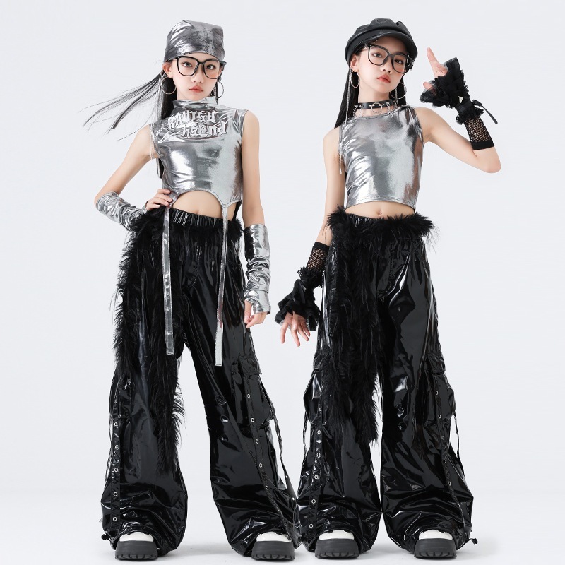 結婚式 発表会衣装 卒業式 コスプレ ライブ衣装 成人式 入学式 コンサート衣装 コスチューム ジャズダンス女児用衣装トレンディでクールな女の子向けおしゃれセット子供用パフォーマンス・ショー・スト