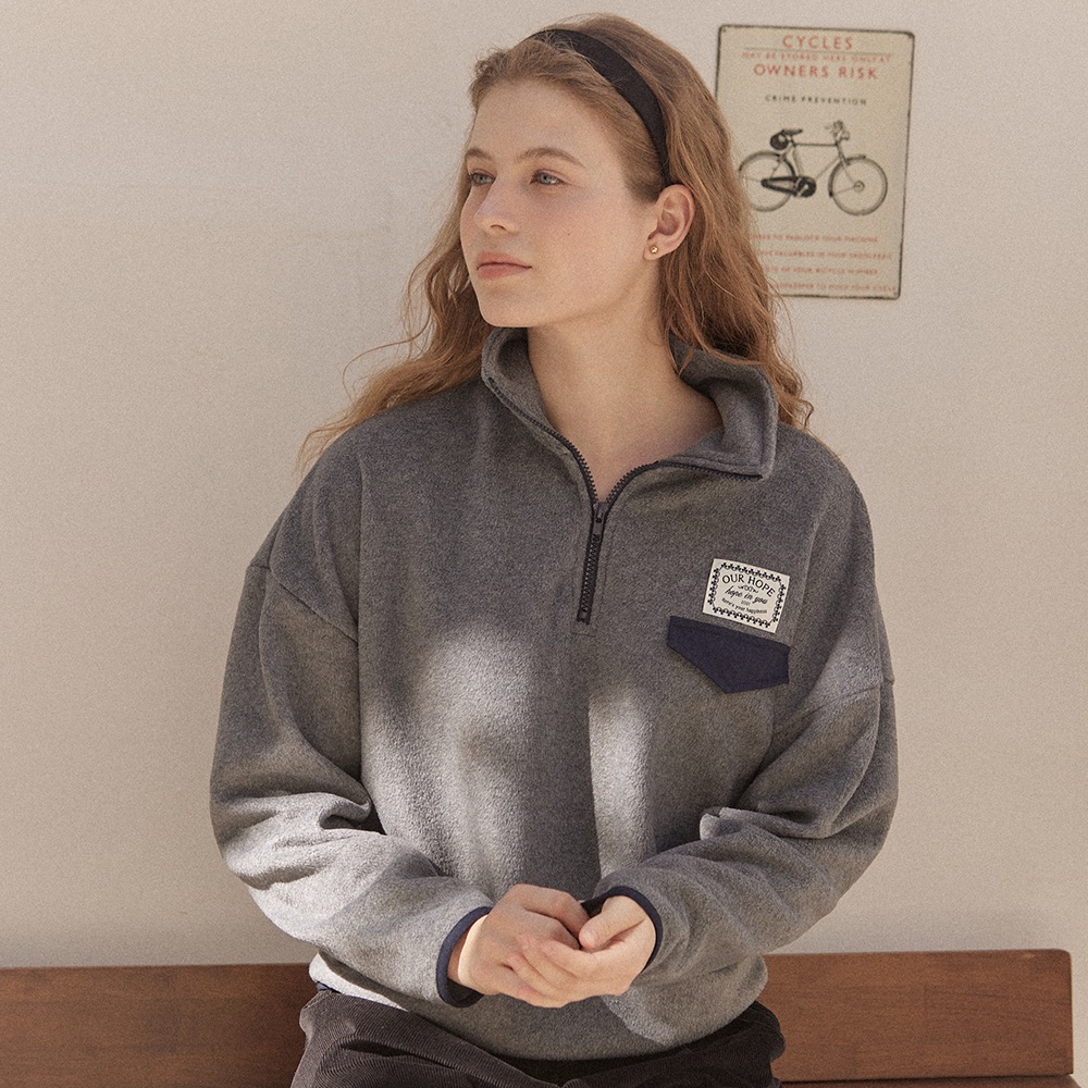 Comfy Fleece Half zip up - Melange Grey