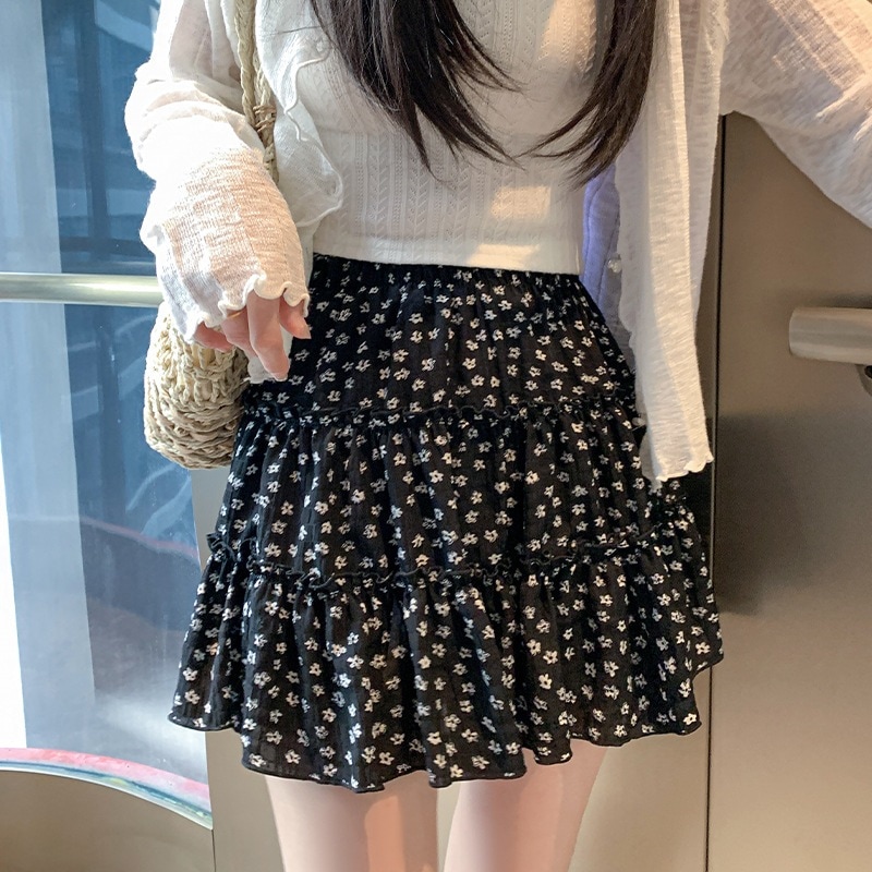 【1つ買うと10つ無料】語レトロフローラルショートスカート24年ハイウエスト用途の穏やかなスタイル ラインスリムスイートアンドクールなケーキスカート
