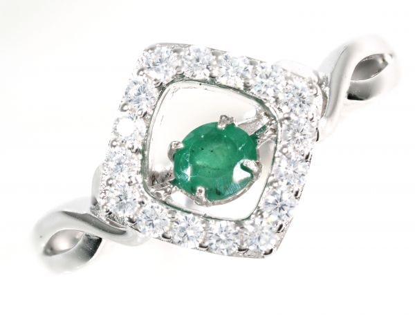 ダンシング ストーン クロスフォー 天然 エメラルド ダイヤモンド リング 指輪 プレ