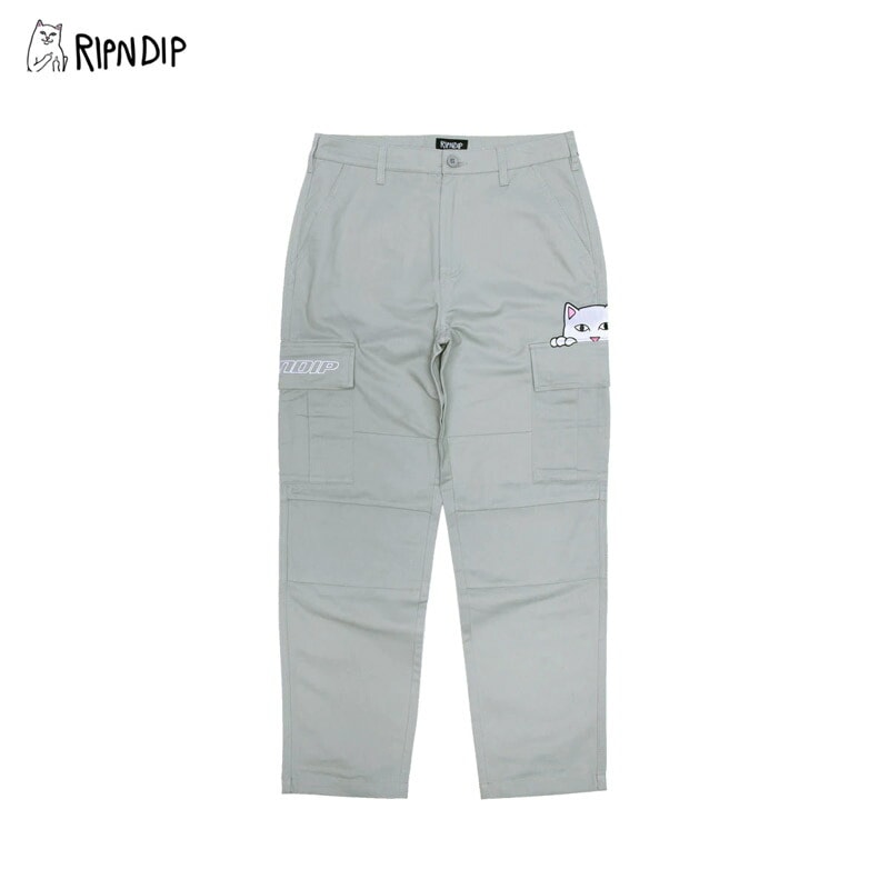リップンディップ Peeking Nermal Cargo PantsCool Grey ロングパンツ カーゴパンツ 男性用 メンズ [AA]