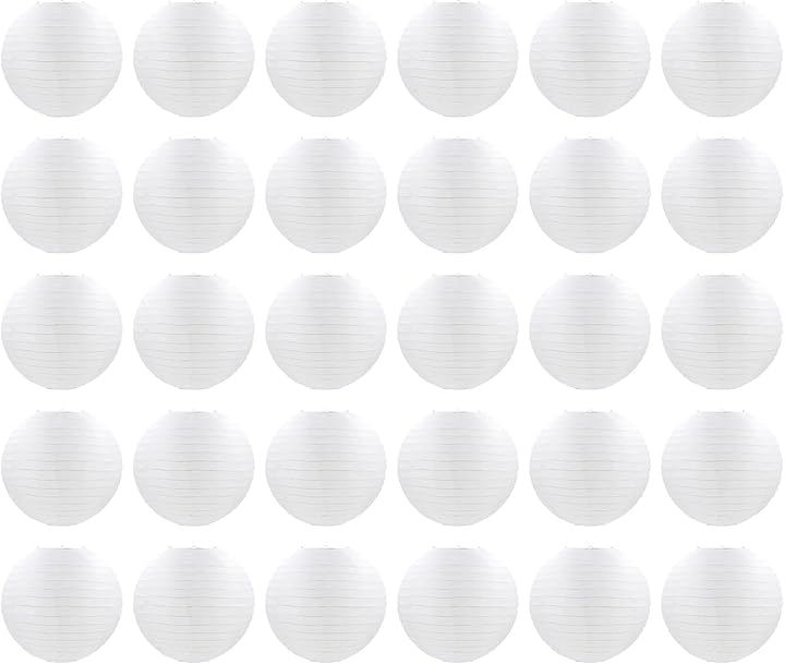 提灯 白ちょうちん お盆 七夕飾り 夏祭り 居酒屋 紙風船 装飾 (ホワイト, 30cmx30個)