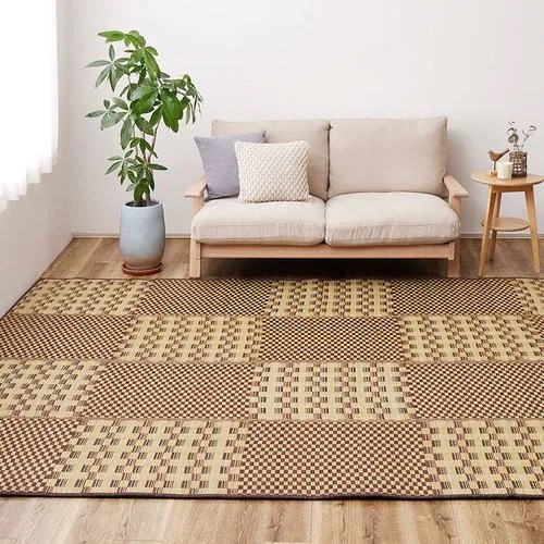 【メーカー直送品】萩原 はっ水 ふっくらウレタン入り い草ラグ キハチ 約240×320cm ブラウン