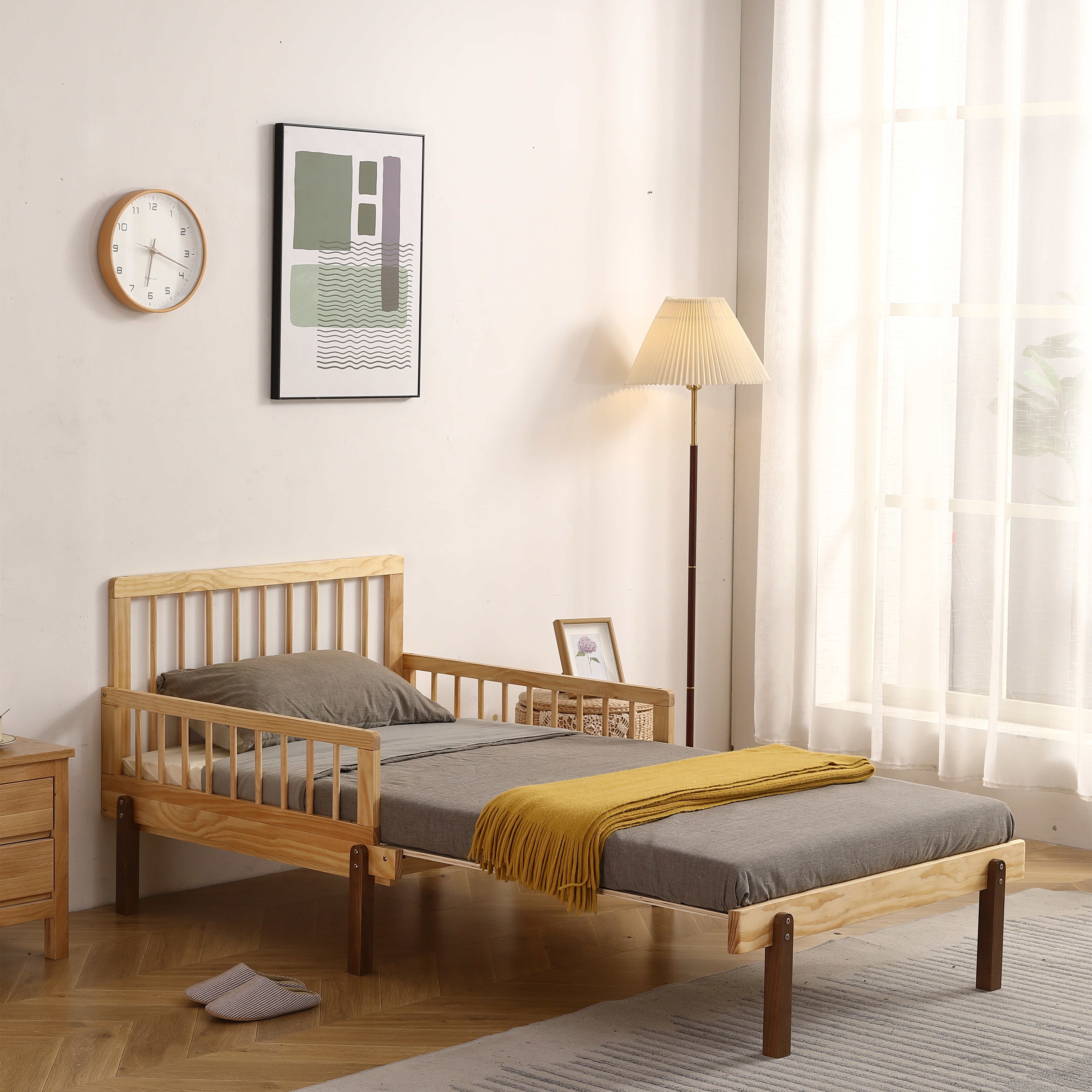 ソファベッド 天然木フレーム 頑丈 耐震 ディベッド 一台両役 伸長式ベッド 木製 引き出し付き 収納付き おしゃれ 2way 北欧風