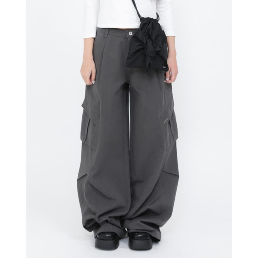 MISEKI SEOUL Pocket pintuck wide pants CHARCOAL MSK251PT