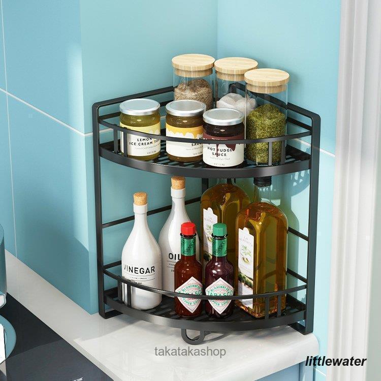 日用雑貨 キッチン雑貨 キッチン用品 ラック 棚 整理整頓 収納 コーナー 2段 シンプル モダン ブラックシャビーシック スタイリッシュ 5,539円