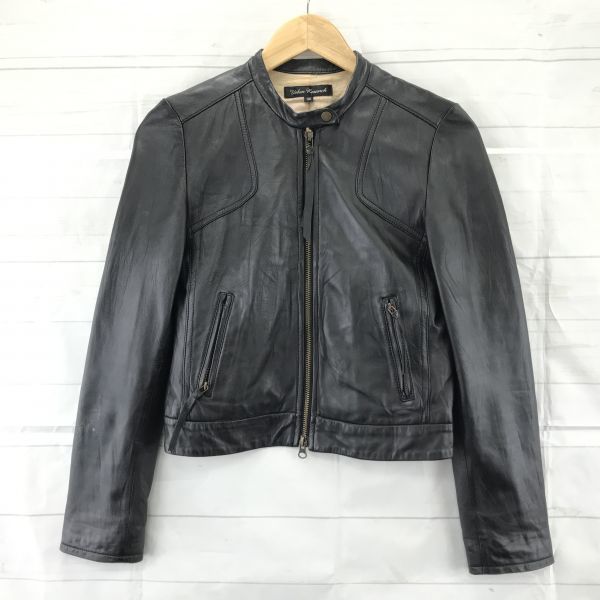 アーバンリサーチラムレザー/ライダースジャケット【36/Womens size-S/黒】フルジップ/シングルBA363W
