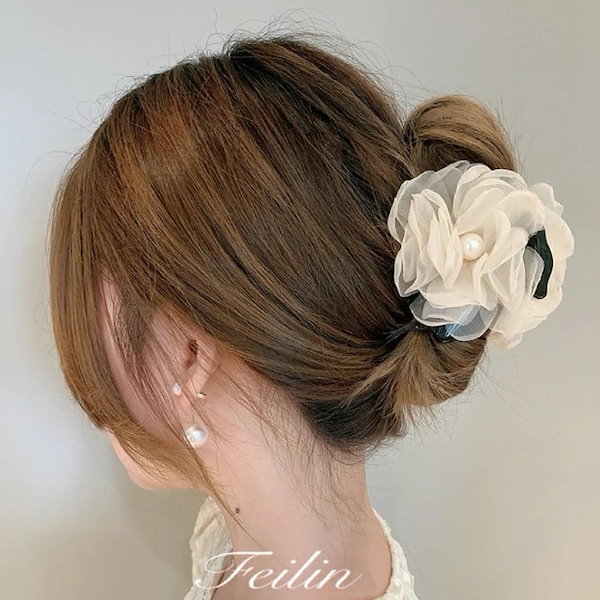 フラワーヘアクリップ バンスクリップ ジッケピン 韓国 パープル - 9