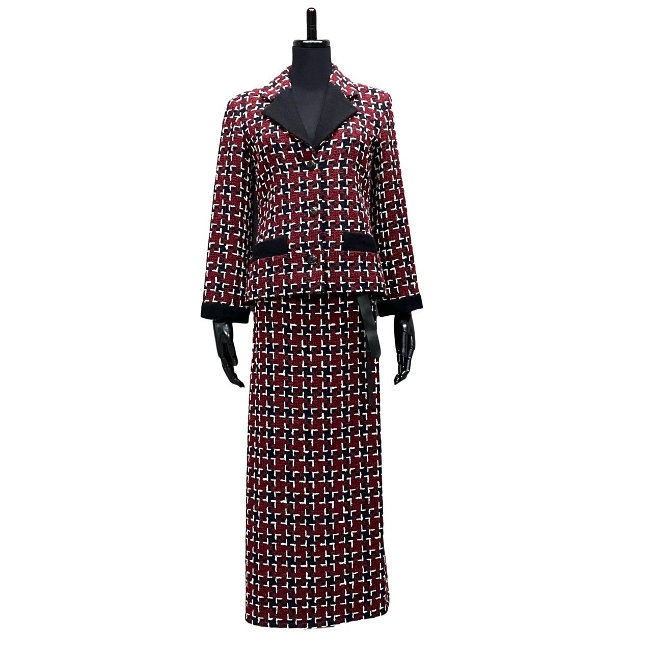 セットアップ ウール コットン ナイロンシルク レッド 21-10