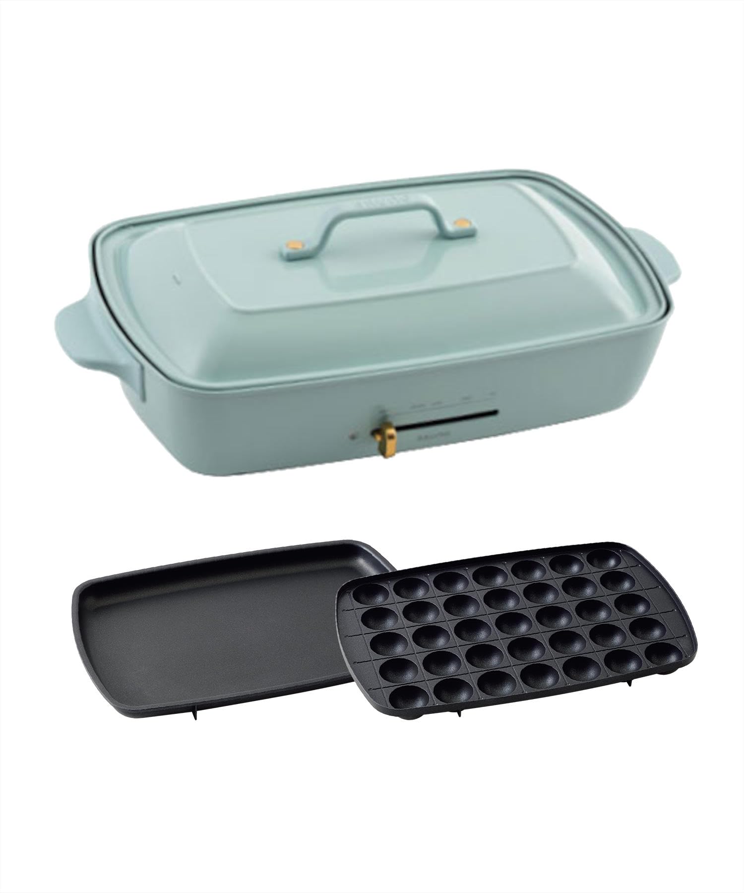 BRUNO ブルーノ ホットプレート グランデ サイズ 本体 プレート2種 (たこ焼き 平面) ブルーグレー Blue Gray おしゃれ かわいい これ1台 蓋 ふた付き 温度調節 洗いやすい 4人