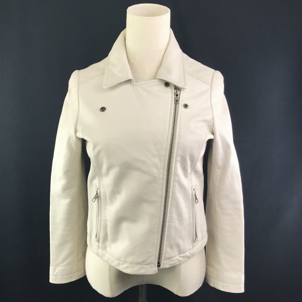 クルーン アソング本革/ゴートレザー/ダブルライダースジャケット【36/Womens size-S/グレージュ】フルジップ/CROON A SONGBC138L