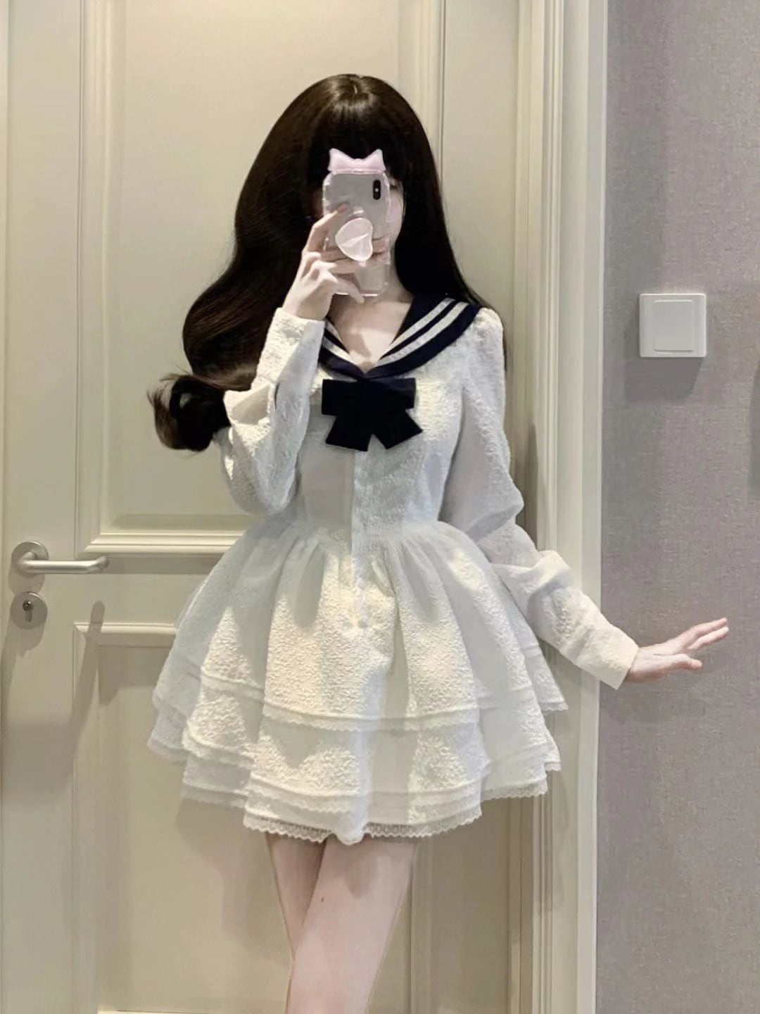 パーティードレスドレス アカデミア風 かわいい マリンネックリボンウエストスカートワンピース コスプレドレス