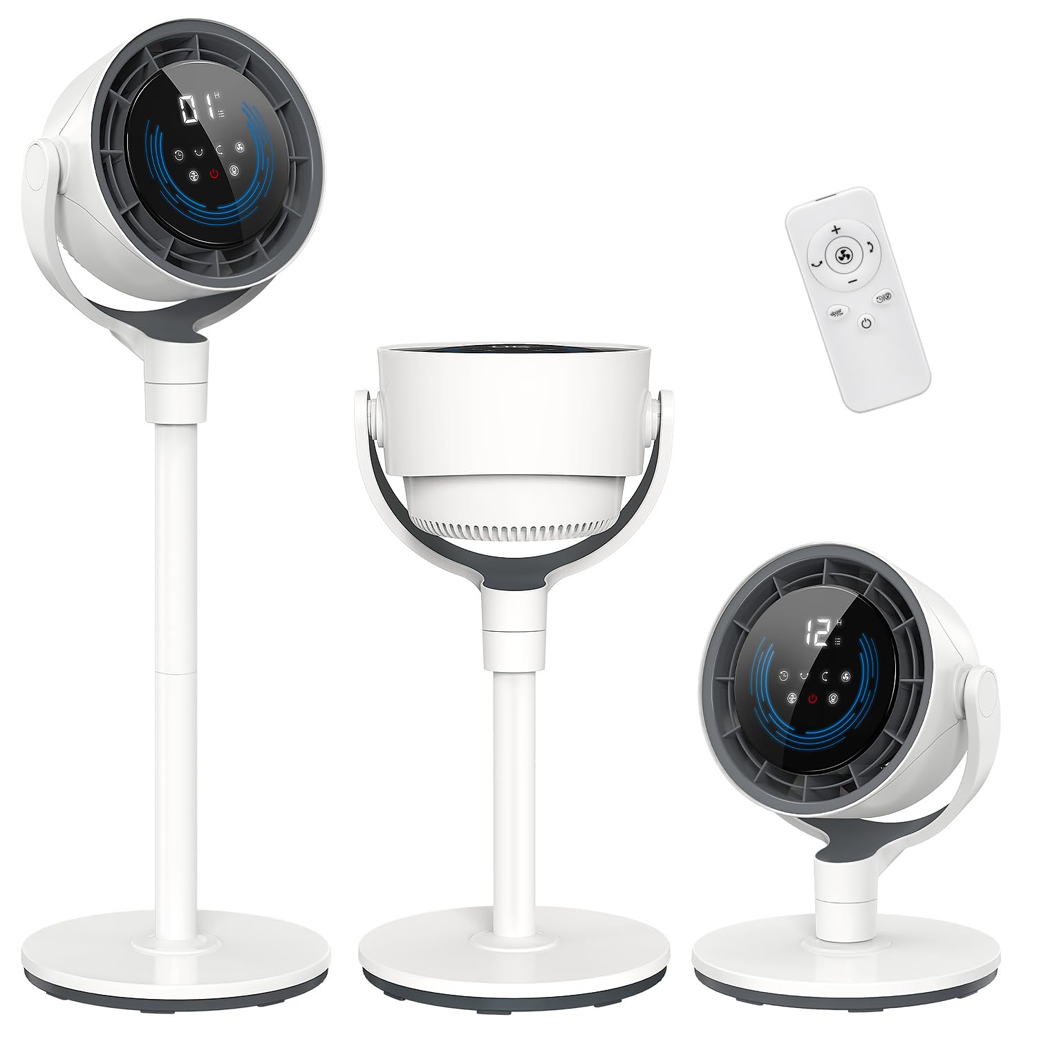 サーキュレーター 扇風機 兼用 DCモーター 静音【4D送風&amp 節電対策】360度首振り 3段階高さ調整可能 パワフル送風 12段階風量調節 左右上下自動首振り3段階 1-12時間切タイマー 3