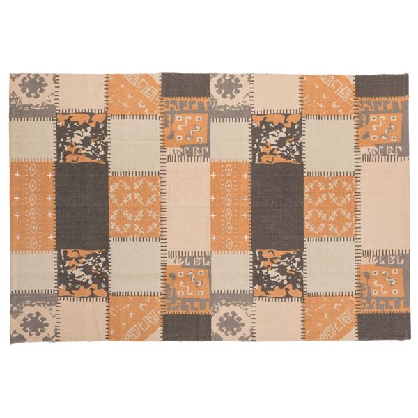 ラグマット 絨毯 190×130cm ベージュ 長方形 インド製 コットン 綿 防滑加工 TTR-132BE リビング ダイニング ベッドルーム 寝室