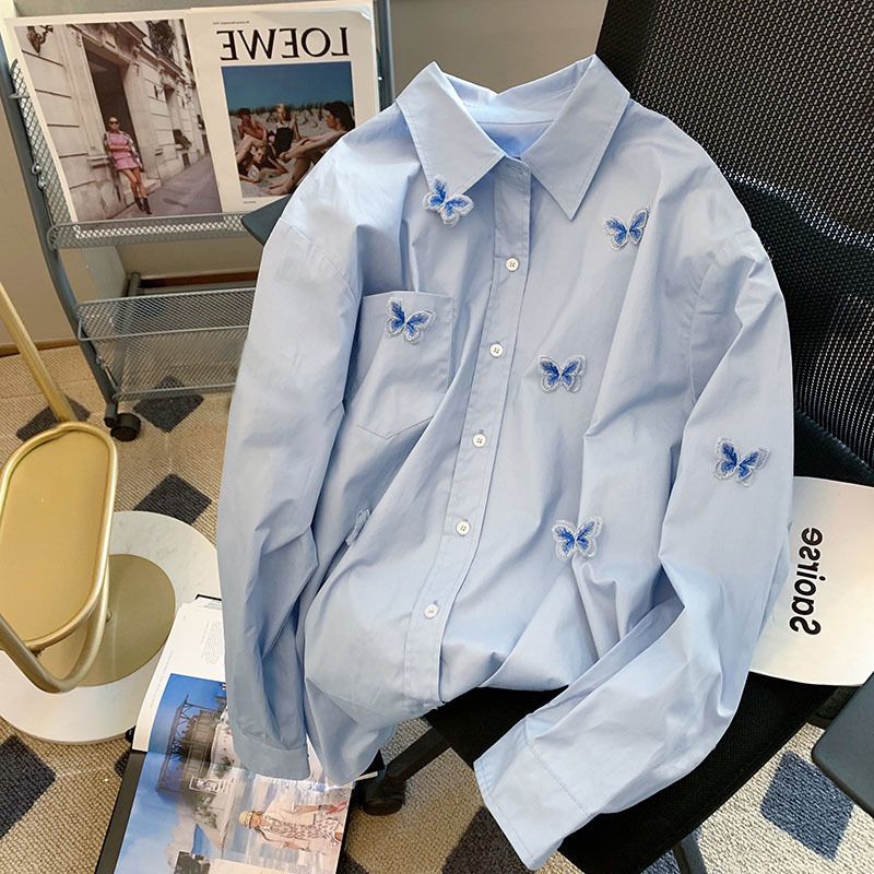 春春冬春春冬春レトロファッションシャツ レディースファッション高級感長袖ブラウス 大きいサイズ蝶ビッグサイズトップス