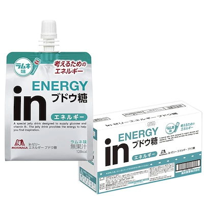 他サイト： inゼリー エネルギー ブドウ糖 ラムネ味 (180g×6個) 考えるためのエネルギー 10秒チャージ ぶどう糖30g配合 1食分のビタミンB1配合 森永製菓の商品画像