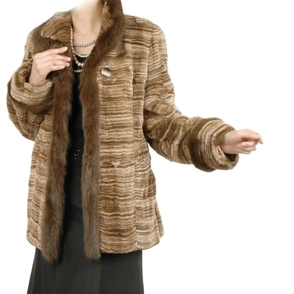 【訳あり】アウトレットプラクトミンクジャケットセーブルトリミング